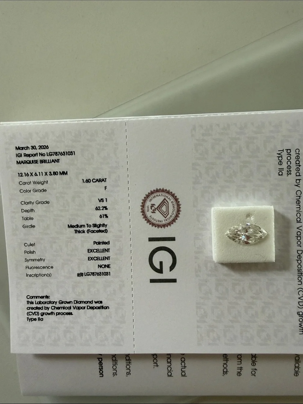 Marquise Brilliant Laboratory-Grown Diamond